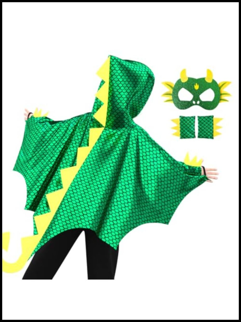 Toddler Dragon Wings Costume Set with Hooded Cape Mask Gloves Pretend Play